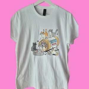 Cat-Themed White T-Shirt
